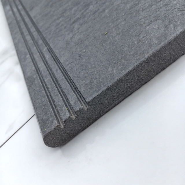 Grey bullnose coping with anti-slip grip grooves